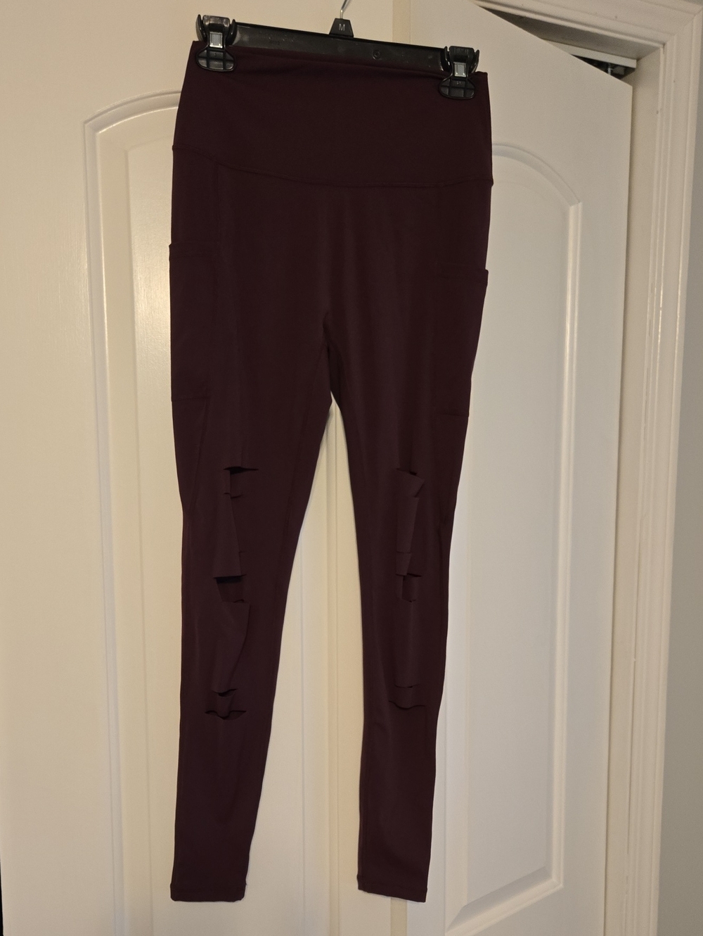 CVG High-Waist Burgundy Women's Leggings with Side Pockets